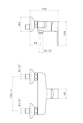 Комплект для душа ПИАНО с душевой стойкой и смесителем для душа, хром глянец
