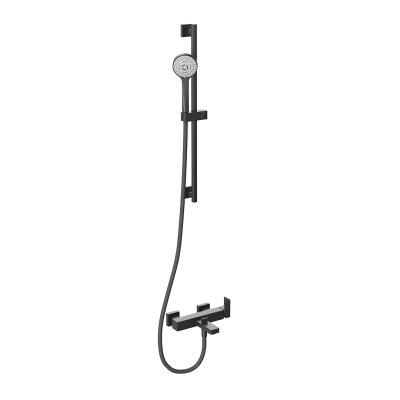 Душевая стойка Futura/Футура c лейкой и шлангом, черный матовый