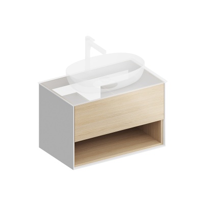 Тумба PLAZA Modern подвесная 80 дуб виченца 1 ящик + полка