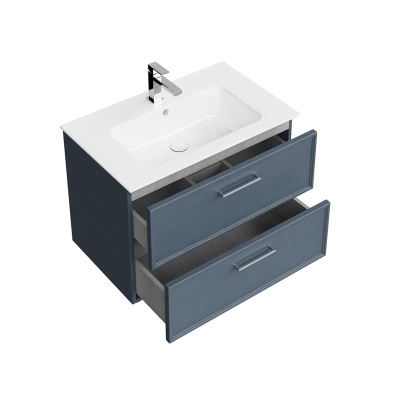 Тумба Piano Classic/Пиано Классик подвесная 75 см, 2 ящика, ясень синий матовый