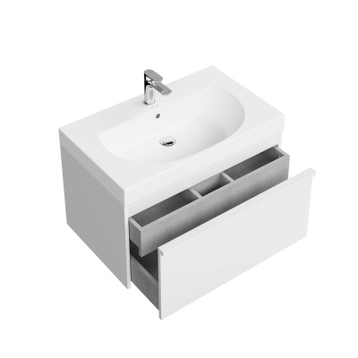 Тумба Modula/Модула подвесная 80 с ящиком 1+1, белая глянцевая