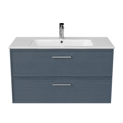 Тумба Piano Classic/Пиано Классик подвесная 95 см, 2 ящика, ясень синий матовый