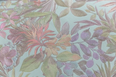 Обои виниловые Джангл мотив, голубой цветной Обои виниловые Джангл мотив, голубой цветной