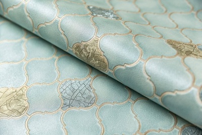 Обои виниловые Арабески мотив, бирюзовый Обои виниловые Арабески мотив, бирюзовый