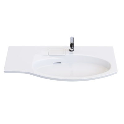 Раковина Riva/Рива мебельная правая с крепежом 100, белая глянцевая