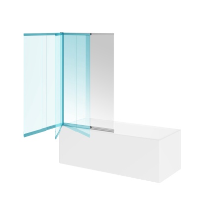 Шторка на ванну Vetro/Ветро, раздвижная/распашная, 100х150, хром