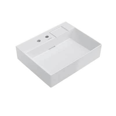 Раковина Logica/Лоджика мебельная с двумя отверстиями 60, белая глянцевая Раковина Logica/Лоджика мебельная с двумя отверстиями 60, белая глянцевая