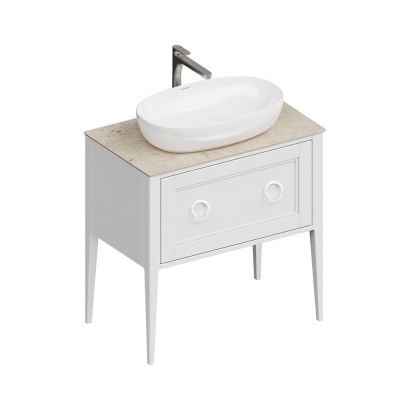 Тумба Plaza Classic/Плаза Классик напольная 1+1 ящик 80, белая матовая