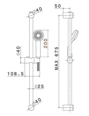 Комплект для душа ПИАНО с душевой стойкой и смесителем для душа, хром глянец