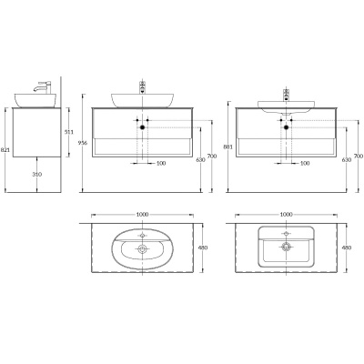 Тумба PLAZA Modern подвесная с ящиком и полкой 100, дуб Орегон