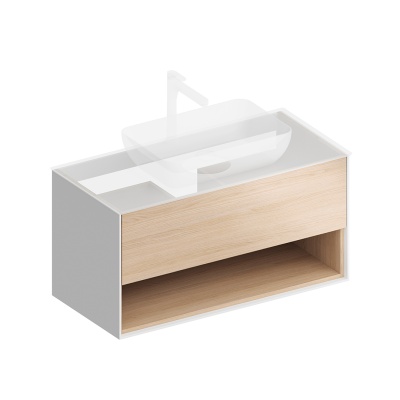 Тумба Plaza Modern/Плаза Модерн подвесная 100 дуб виченца 1 ящик + полка