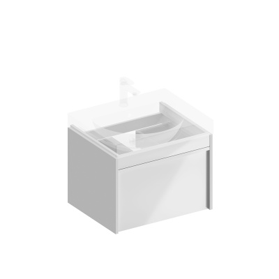 Тумба Modula/Модула подвесная 60 с ящиком 1+1, белая глянцевая