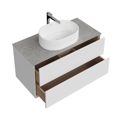 Тумба Plaza Modern/Плаза Модерн подвесная 100 белый 2 ящика Тумба Plaza Modern/Плаза Модерн подвесная 100 белый 2 ящика