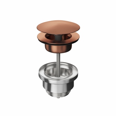 Донный клапан клик-клак для раковины, брашированная медь Донный клапан клик-клак для раковины, брашированная медь