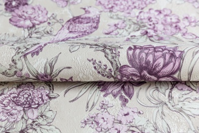 Обои виниловые Азулежу мотив, бежево-фиолетовый Обои виниловые Азулежу мотив, бежево-фиолетовый