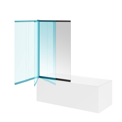 Шторка на ванну Vetro/Ветро, раздвижная/распашная, 100х150, матовый черный Шторка на ванну Vetro/Ветро, раздвижная/распашная, 100х150, матовый черный