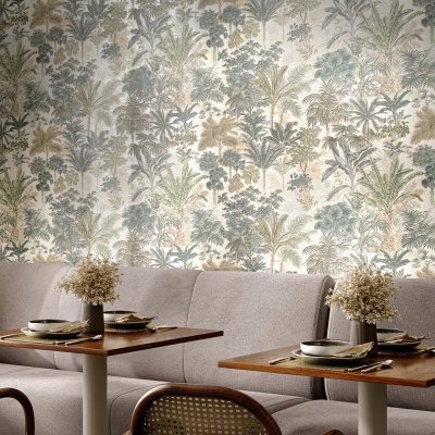 Обои виниловые Оазис мотив, тёмный зелёный Обои виниловые Оазис мотив, тёмный зелёный