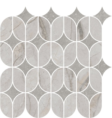 Декор Ифран наборный серый светлый глянцевый обрезной 30x32,5x0,9