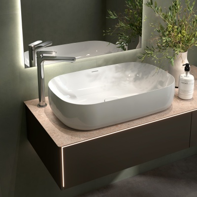 Смеситель для раковины Ole/Оле однорычажный высокий без донного клапана, хром глянец