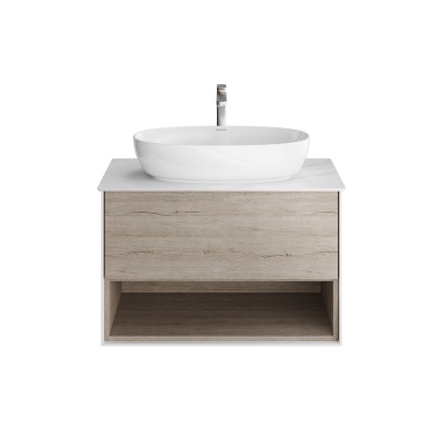 Тумба PLAZA Modern подвесная с ящиком и полкой 80, дуб Орегон