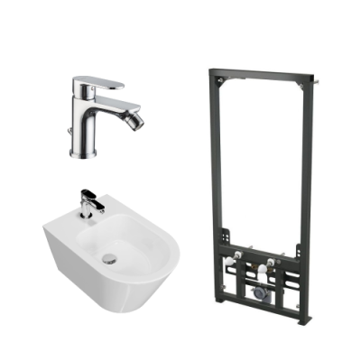 Комплект с подвесным биде ПЛАЗА МОДЕРН и смесителем ПИАНО