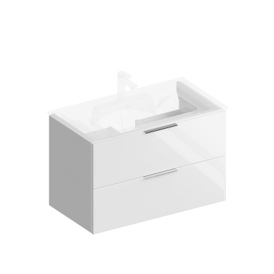 Тумба Piano Forte/Пиано Форте подвесная 85 см, 2 ящика, белый глянцевый