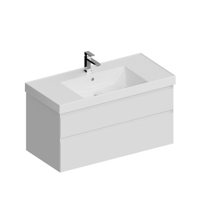 Тумба Cubo/Кубо подвесная с ящиками 100, белая глянцевая Тумба Cubo/Кубо подвесная с ящиками 100, белая глянцевая