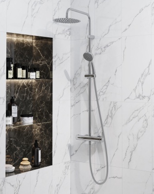 Душевая колонна Nota/Нота на 2 потока с механическим смесителем с ручным душем на 5 режимов, хром Душевая колонна Nota/Нота на 2 потока с механическим смесителем с ручным душем на 5 режимов, хром