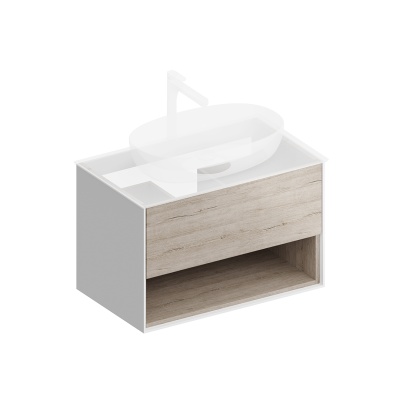 Тумба PLAZA Modern подвесная с ящиком и полкой 80, дуб Орегон