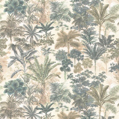 Обои виниловые Оазис мотив, тёмный зелёный Обои виниловые Оазис мотив, тёмный зелёный