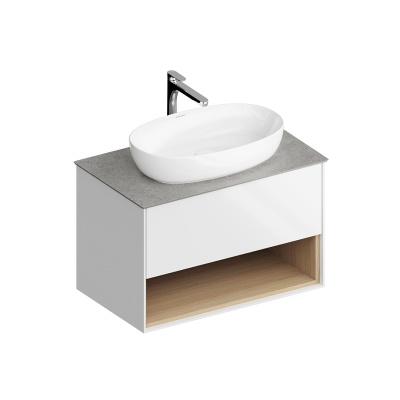 Тумба PLAZA Modern подвесная 80 белый 1 ящик + полка