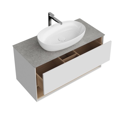 Тумба Plaza Modern/Плаза Модерн подвесная 100 белый 1 ящик + полка Тумба Plaza Modern/Плаза Модерн подвесная 100 белый 1 ящик + полка