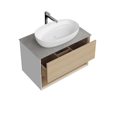 Тумба PLAZA Modern подвесная 80 дуб виченца 1 ящик + полка