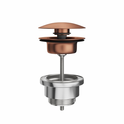 Донный клапан клик-клак для раковины, брашированная медь