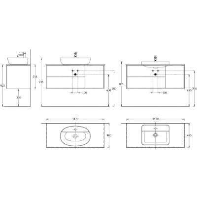 Тумба PLAZA Modern подвесная с ящиками 120, дуб Орегон