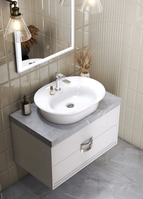 Тумба CANALETTO подвесная с ящиками 80, белая глянцевая