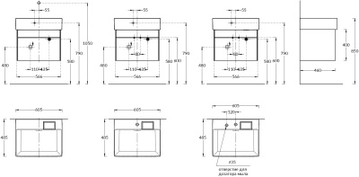 Тумба LOGICA подвесная 2 ящика 60 см, белоснежный