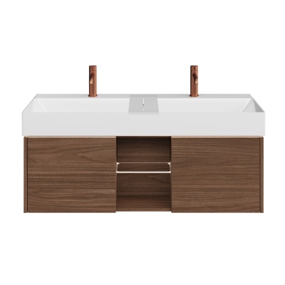 Тумба GRANDE подвесная 120, 2 ящика + открытая зона, структурированный орех