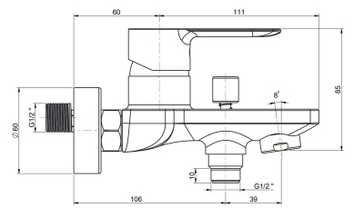 Смеситель SONATA для ванны, хром