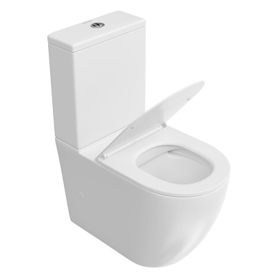 Унитаз SFERA напольный безободковый с крепежом и сиденьем, белый глянцевый