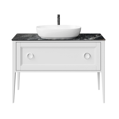 Тумба PLAZA Classic напольная с ящиками 120, белая матовая