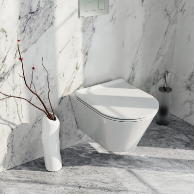 Унитаз PLAZA Modern подвесной безободковый, белый глянцевый Унитаз PLAZA Modern подвесной безободковый, белый глянцевый
