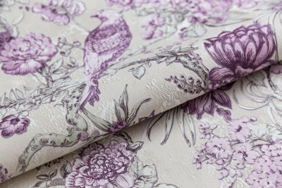 Обои виниловые Азулежу мотив, бежево-фиолетовый Обои виниловые Азулежу мотив, бежево-фиолетовый