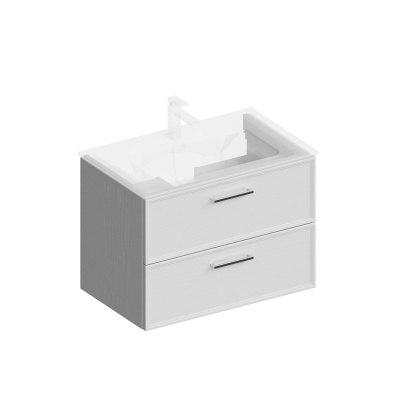 Тумба PIANO Classic подвесная 75 см, 2 ящика, ясень белый матовый Тумба PIANO Classic подвесная 75 см, 2 ящика, ясень белый матовый