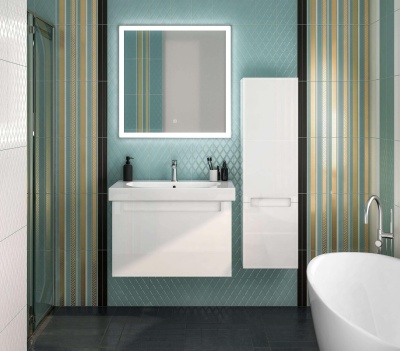 Тумба BUONGIORNO PLUS подвесная с ящиками 80, белая глянцевая-дуб Кантри Тумба BUONGIORNO PLUS подвесная с ящиками 80, белая глянцевая-дуб Кантри