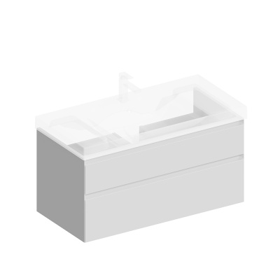 Тумба CUBO подвесная с ящиками 100, белая матовая Тумба CUBO подвесная с ящиками 100, белая матовая