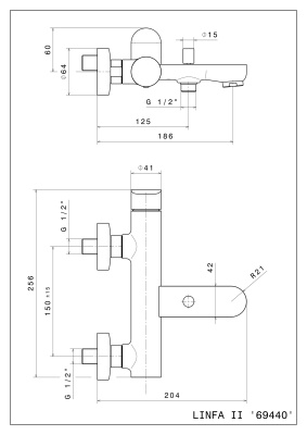 Смеситель для ванны OLE настенный, золотой атласный