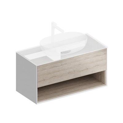 Тумба PLAZA Modern подвесная с ящиками 120, дуб Орегон