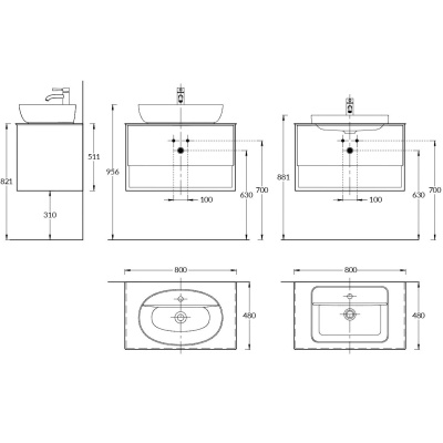 Тумба PLAZA Modern подвесная с ящиком и полкой 80, дуб Орегон
