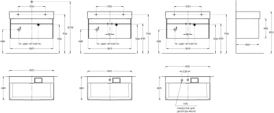 Тумба LOGICA подвесная 2 ящика 90 см, песчаный